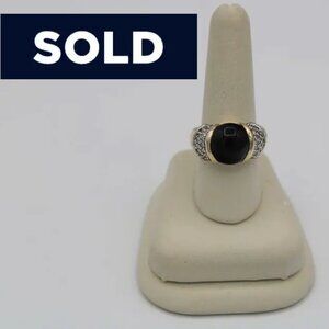 David Yurman Black Onyx Diamond Ring In 18K Gold And Silver